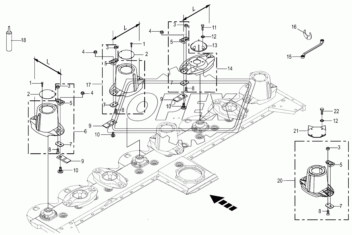 Blade fastening-lateral