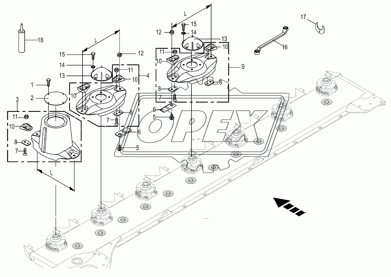 Blade fastening-front