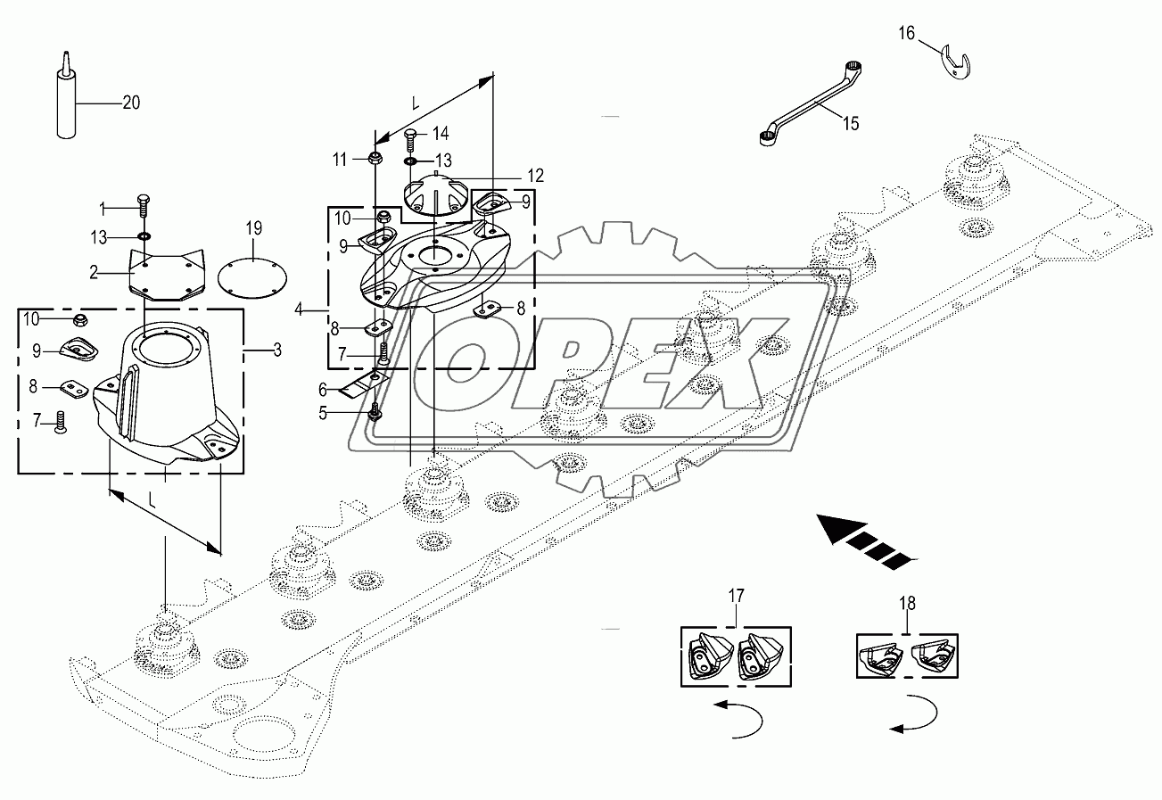 Blade fastening-front/lateral