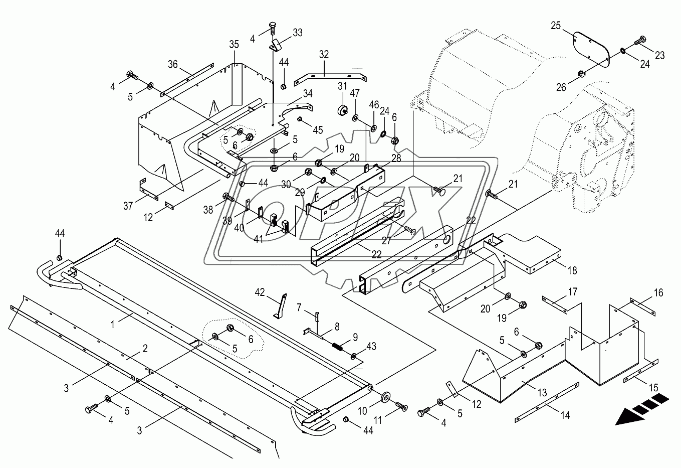 Guard for mower beam-right