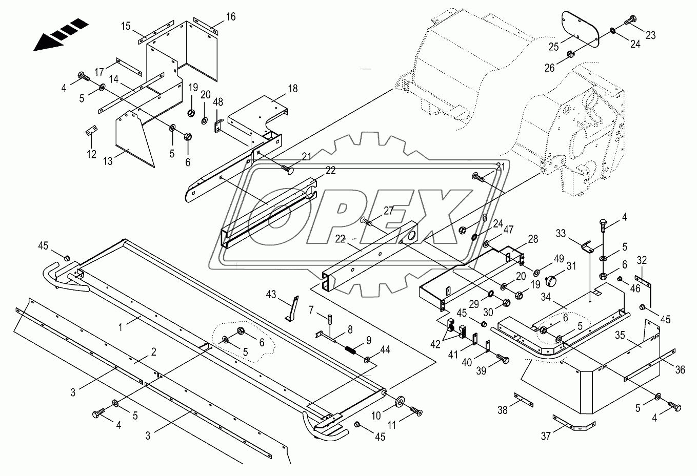 Guard for mower beam-left