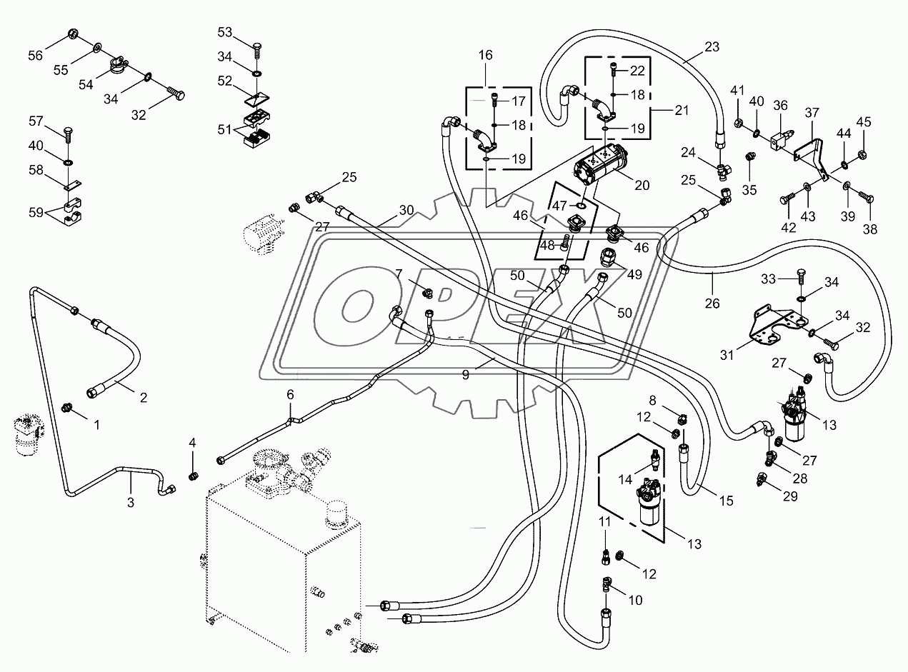 Working hydr.-hydr.line (steering) 2