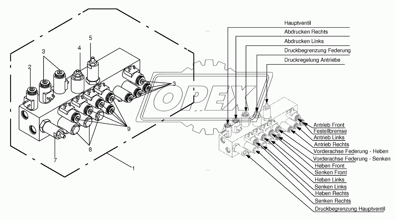 Working hydraulics-Valve block