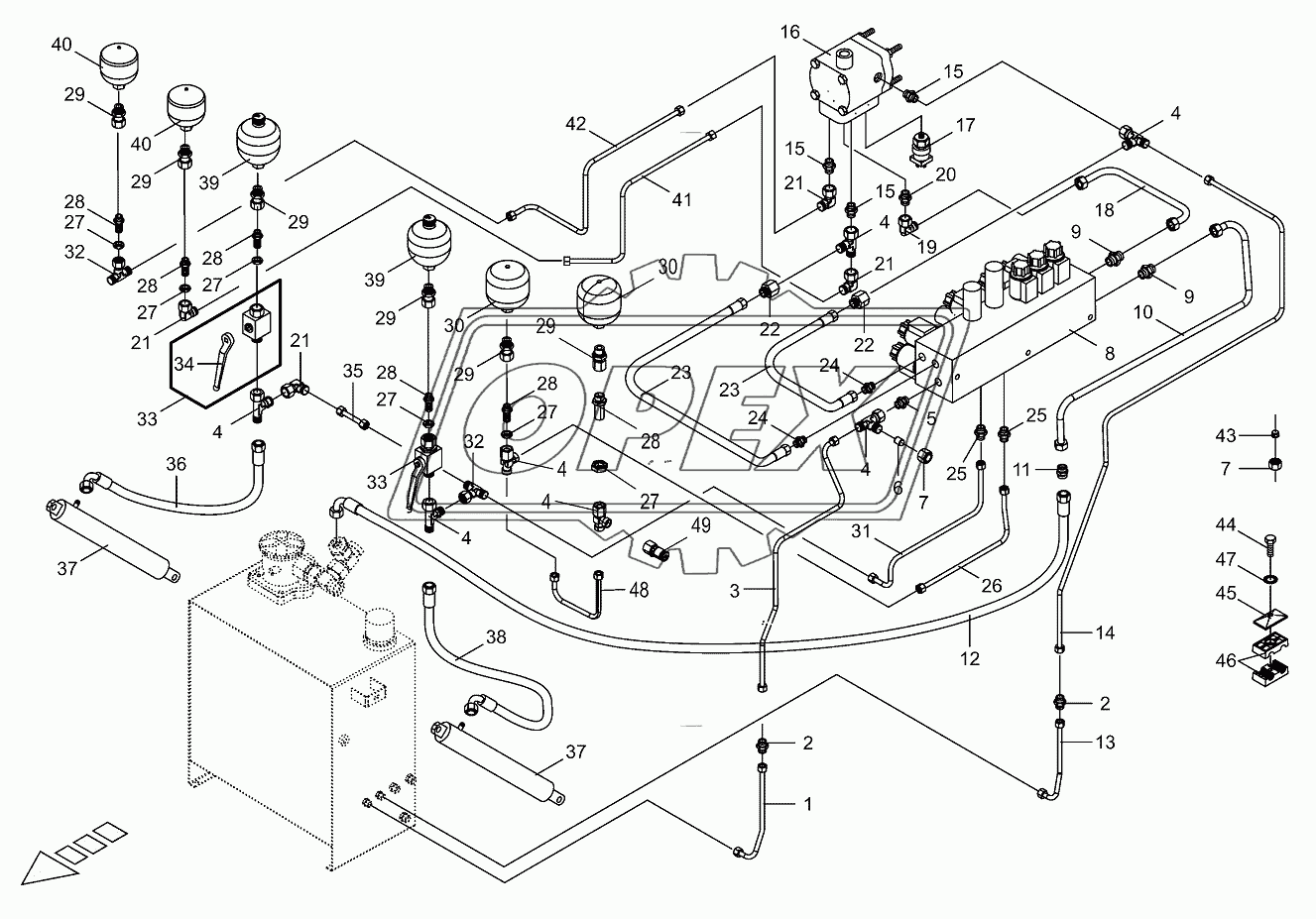 Working hydraulics-Mounting parts