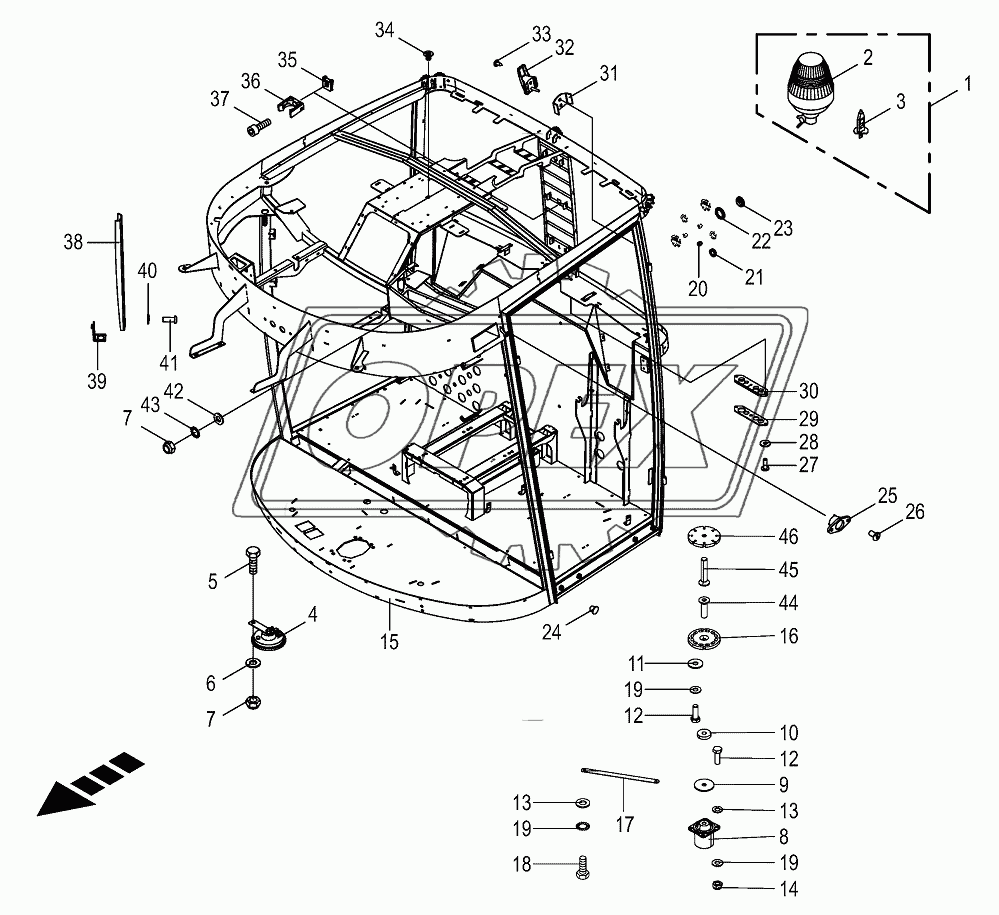 Cab-frame/mounting parts