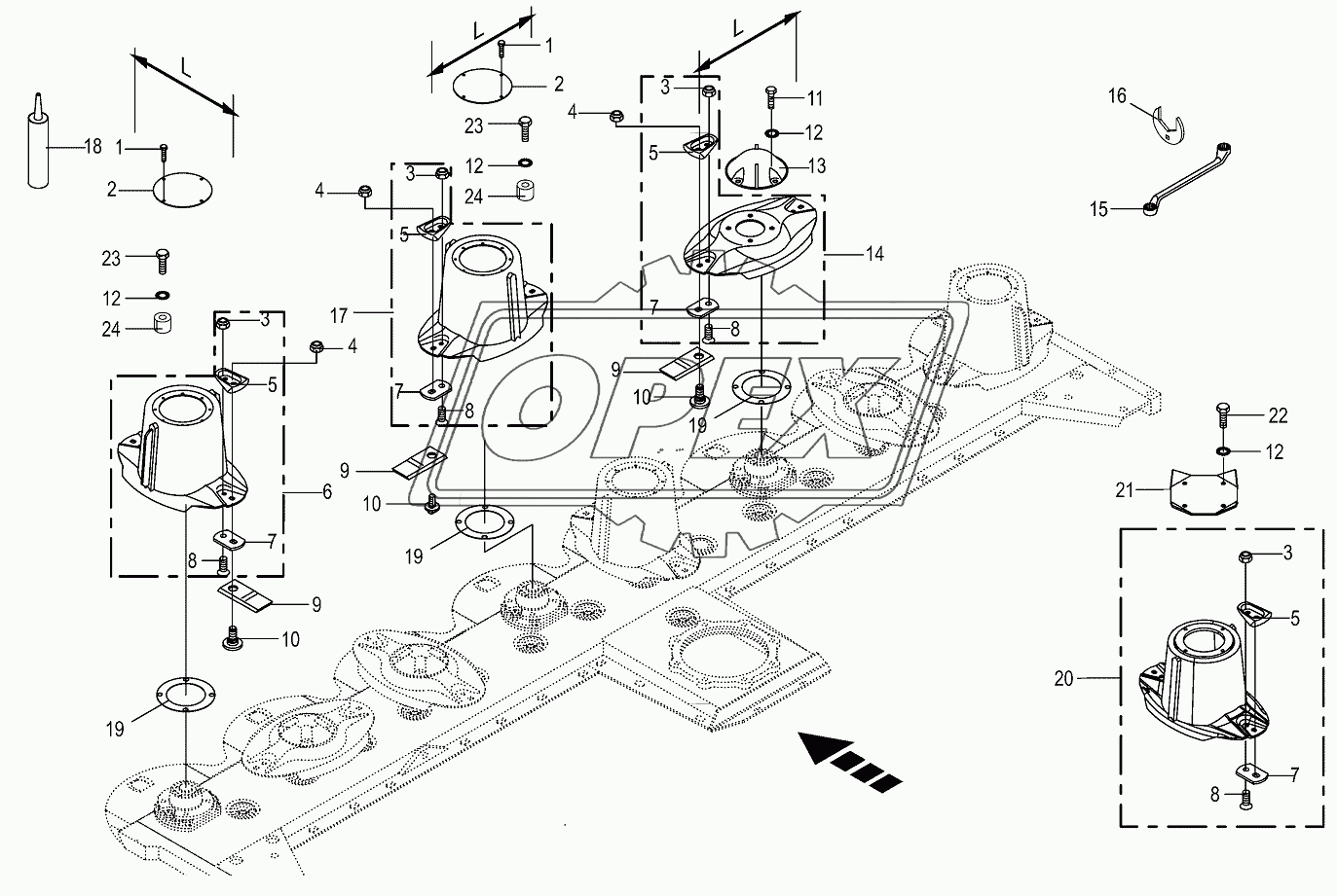 Blade fastening-lateral