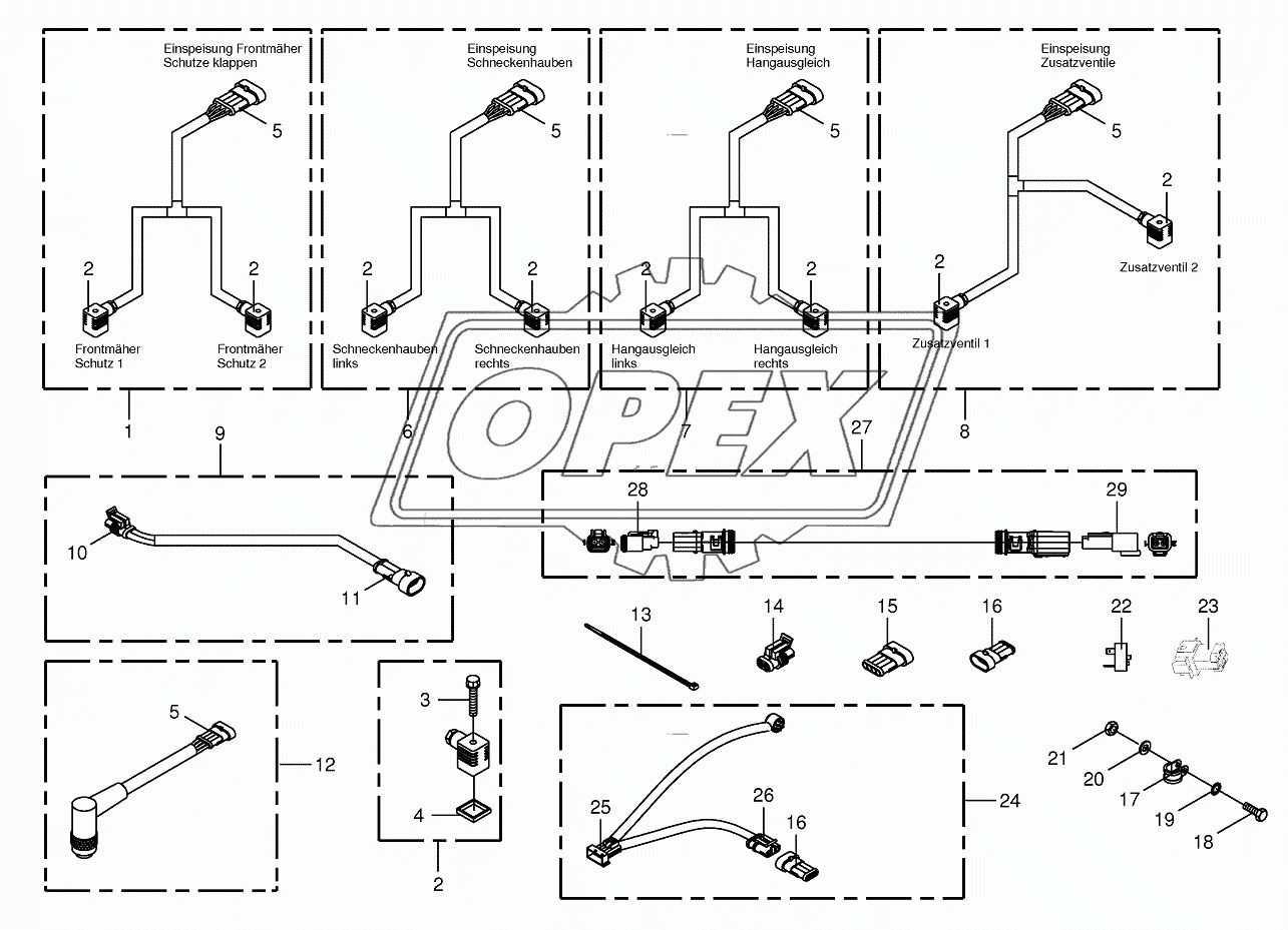 Several wiring looms