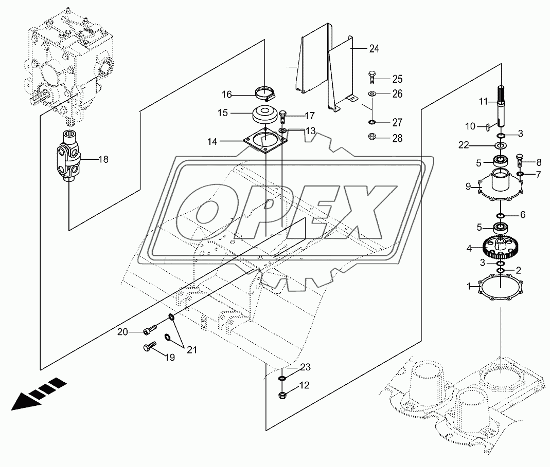 Main gearbox/mower bar-lateral