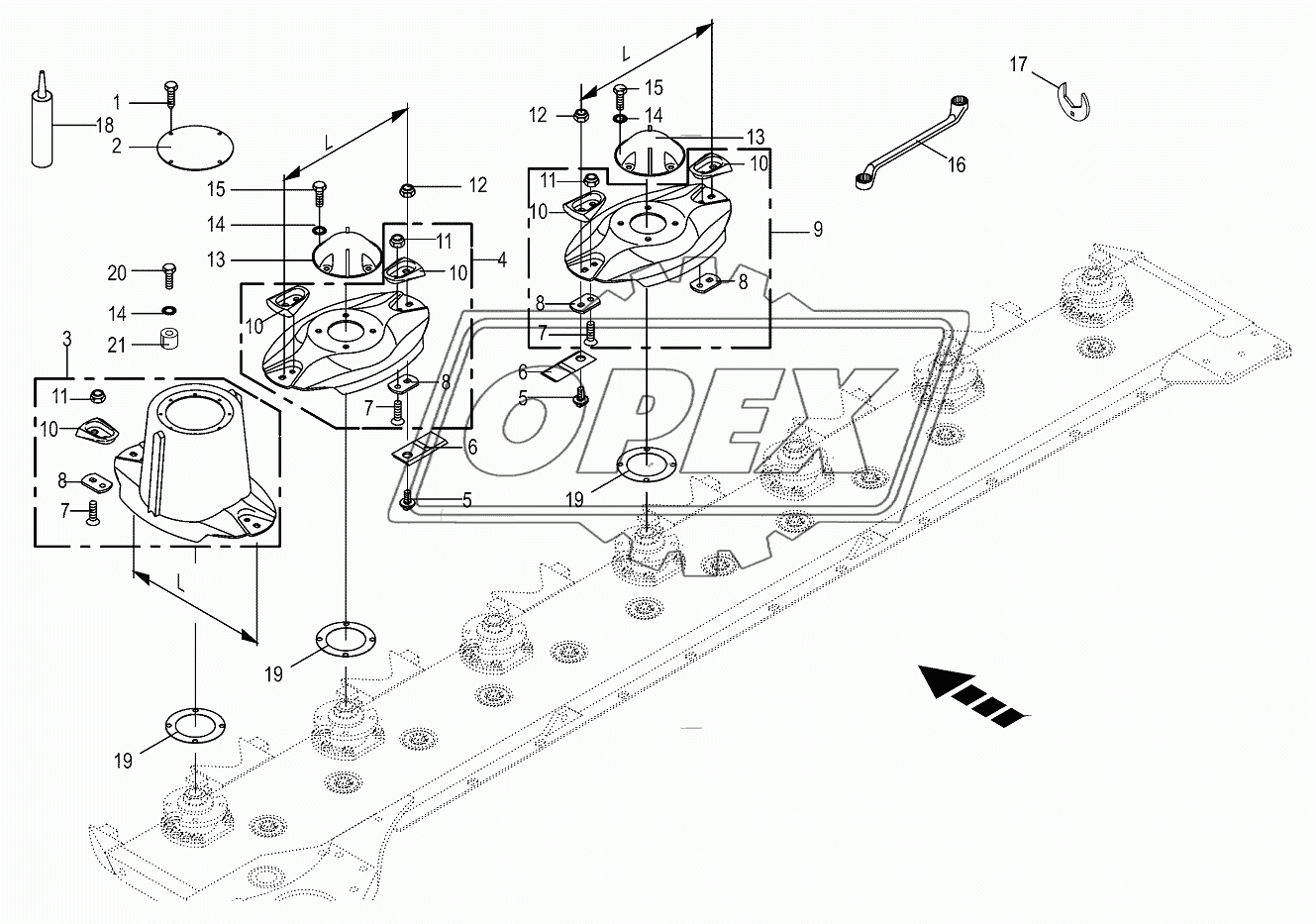 Blade fastening-front