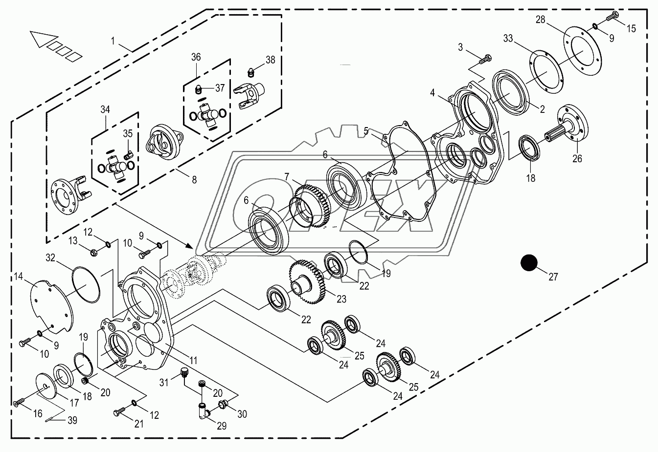 Gearbox-front/lateral