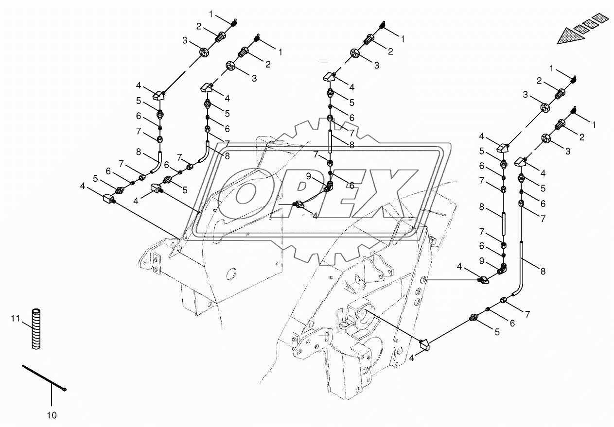 Lubricating line-front