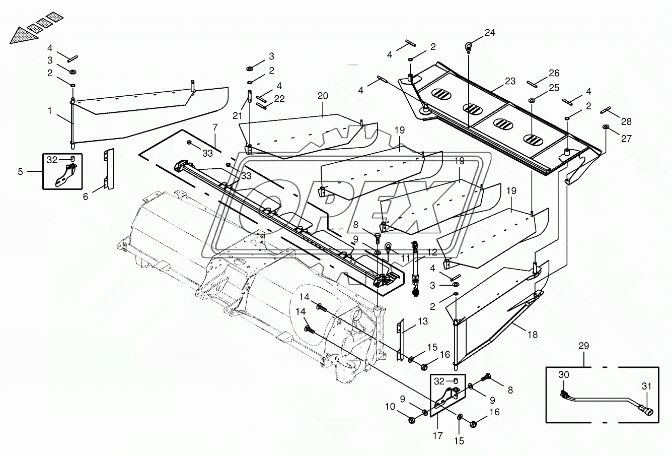 Hydraulic swathing deflector