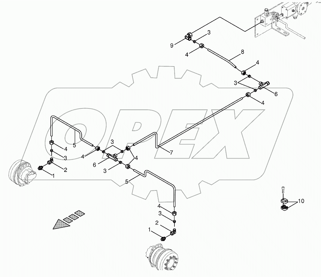 Hydr.ground drive/pressure oil line - front