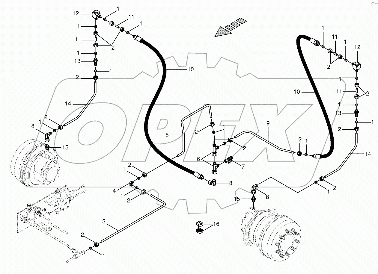 Hydr.ground drive/pressure oil line - rear