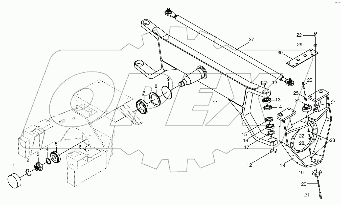 Steering axle installed