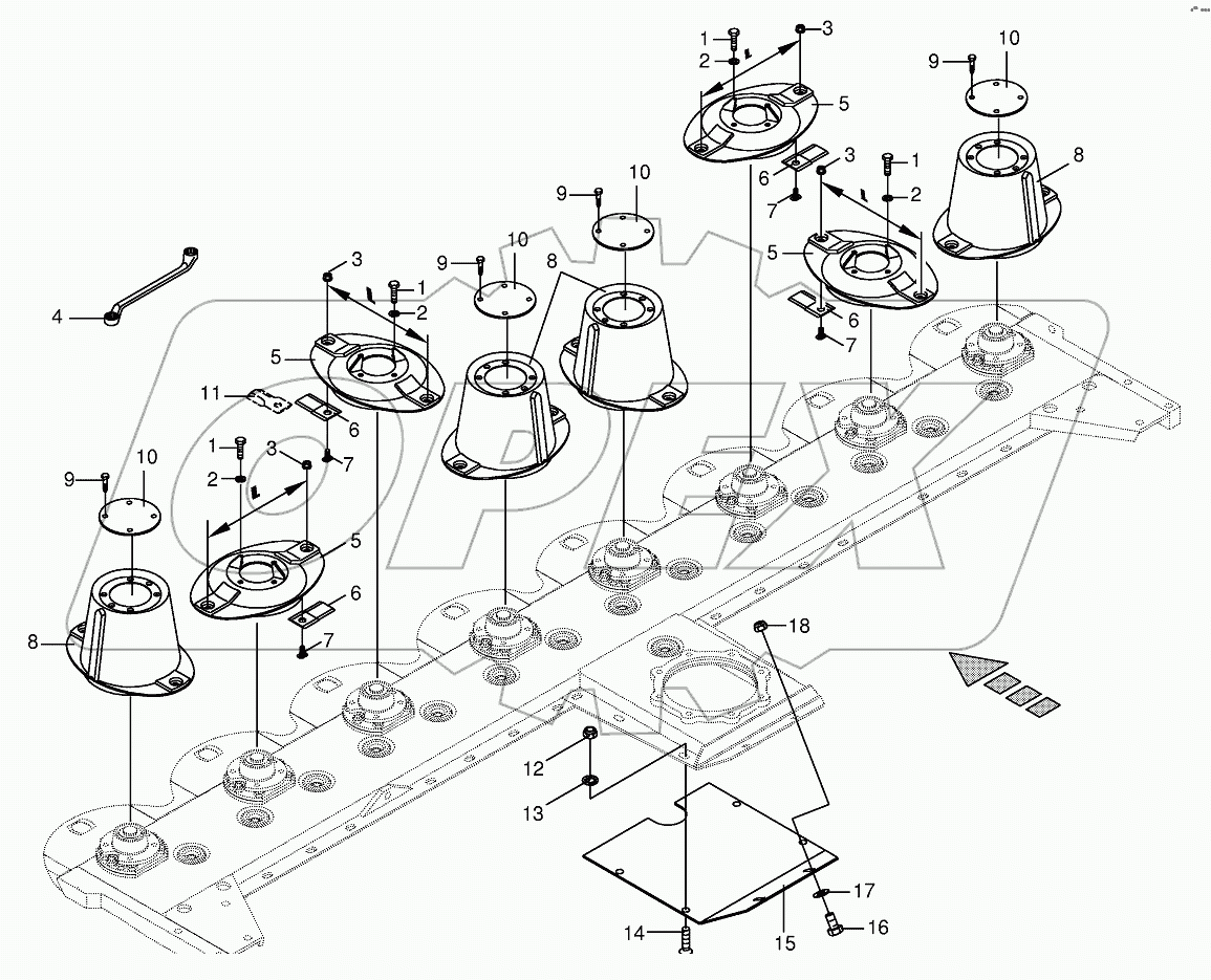 Cutter bar with blade fastening (CV)