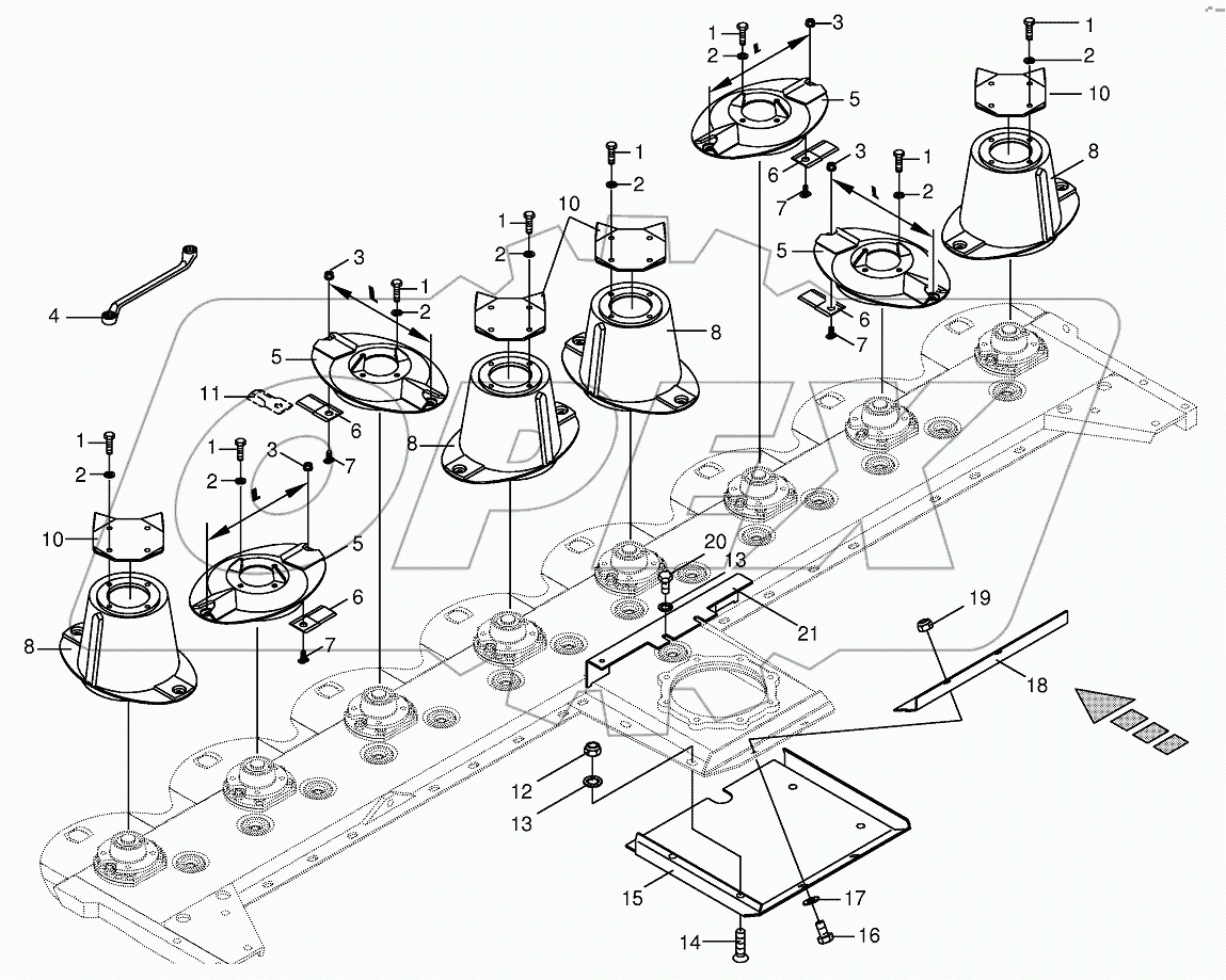Cutter bar with blade fastening (CRI)