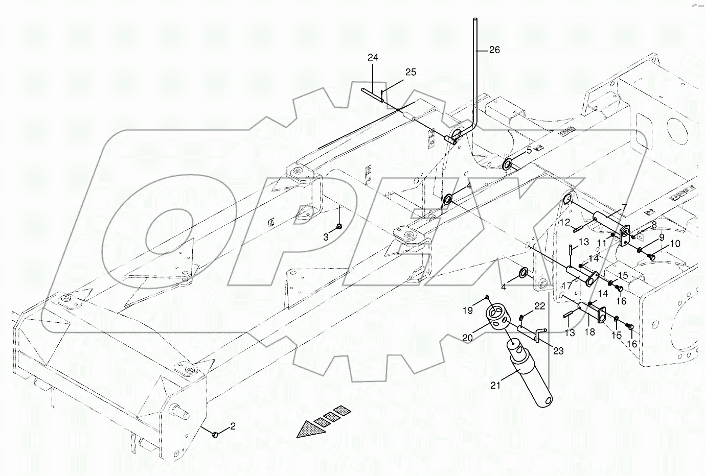 Mounting for front arm (slope)