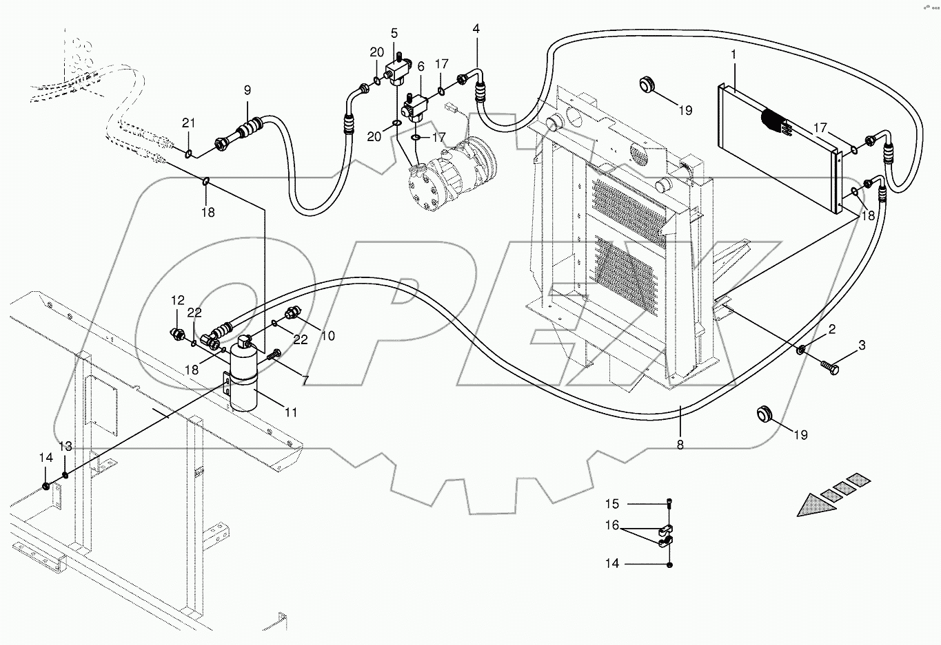 Radiator - condenser for air conditioner