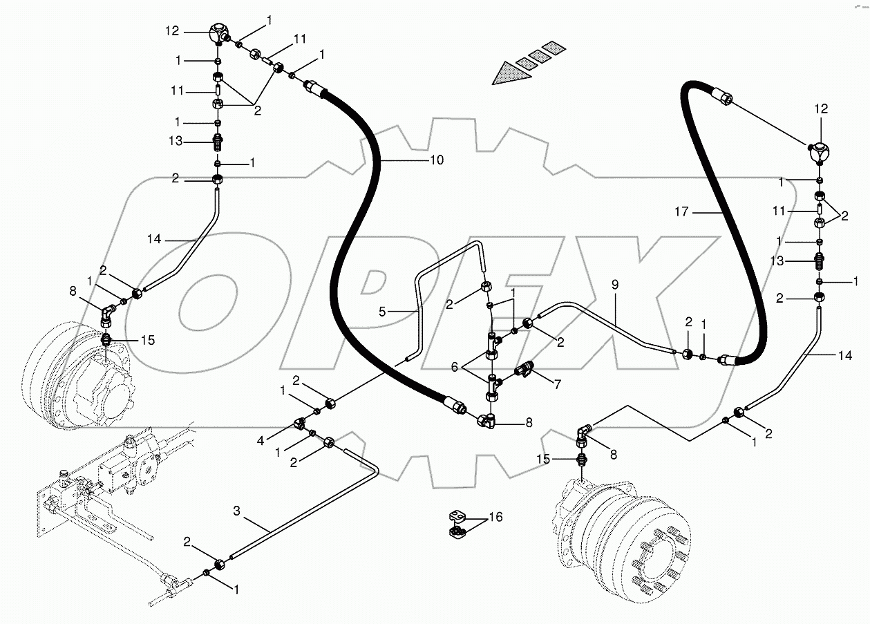 Hydr.ground drive/pressure oil line - rear