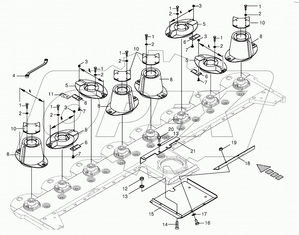 Cutter bar with blade fastening (CRI)