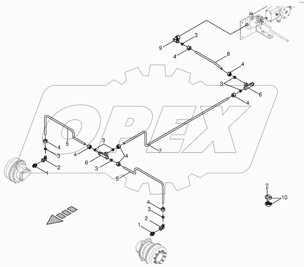 Hydr.ground drive/pressure oil line - front