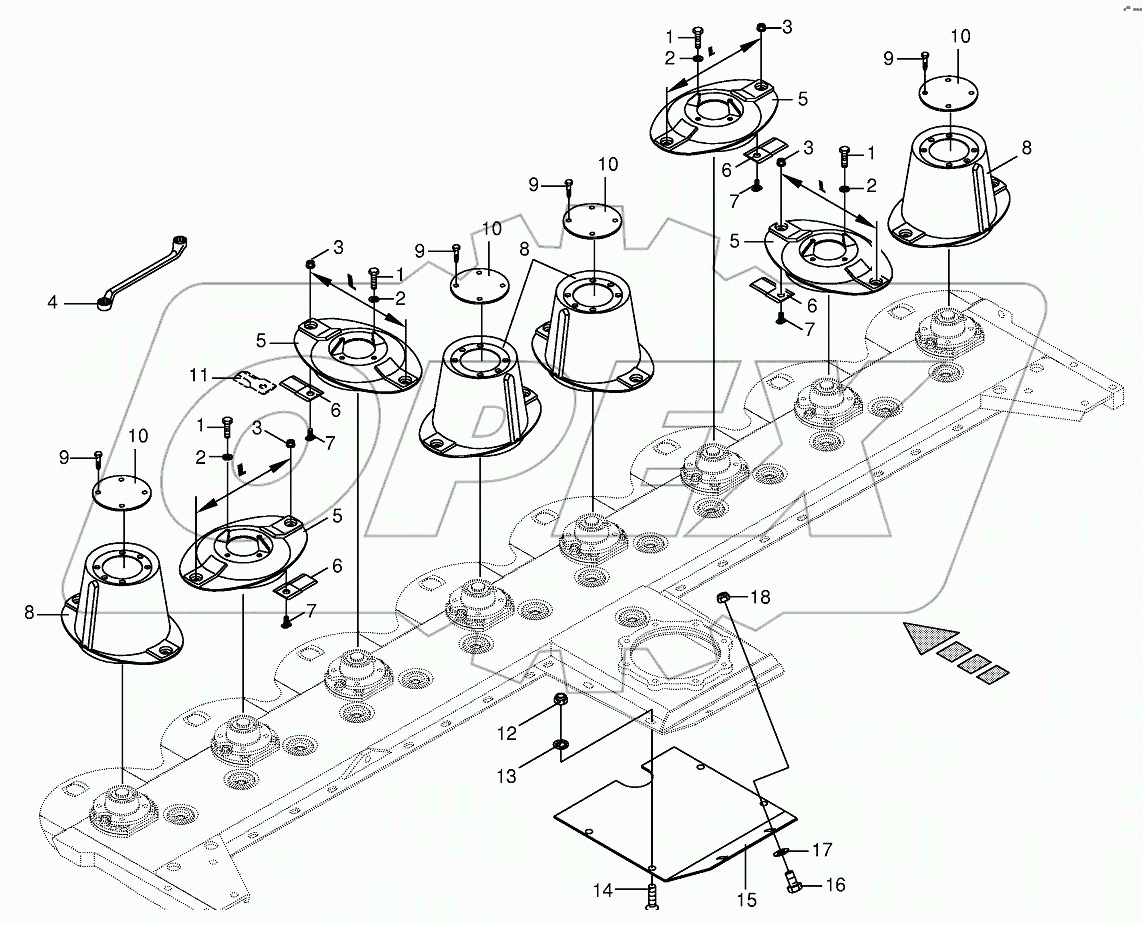 Cutter bar with blade fastening (CV)