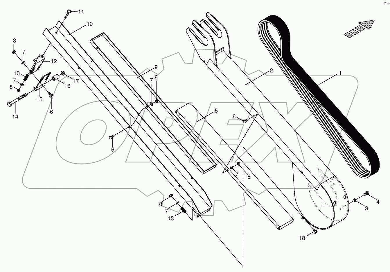 Belt gurd located on the rh side