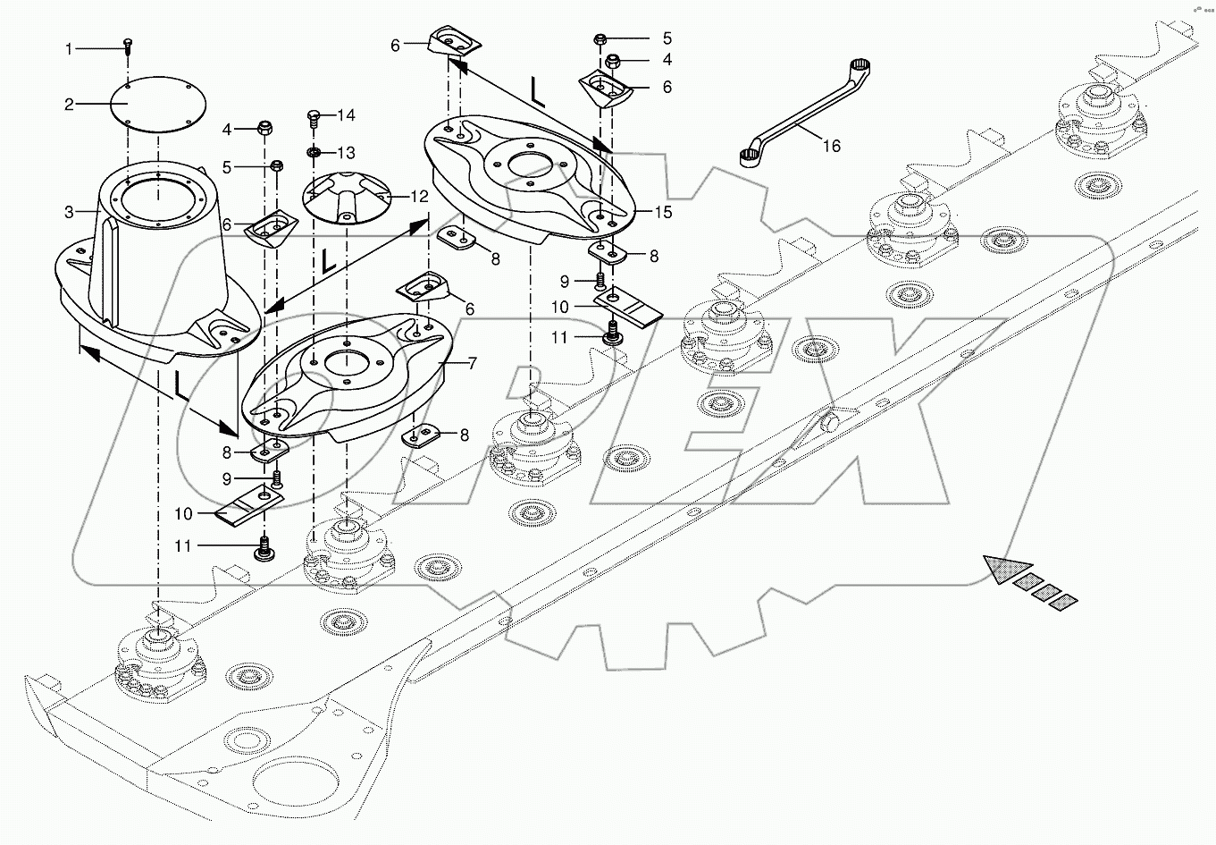 Cutter bar with blade fastening-front