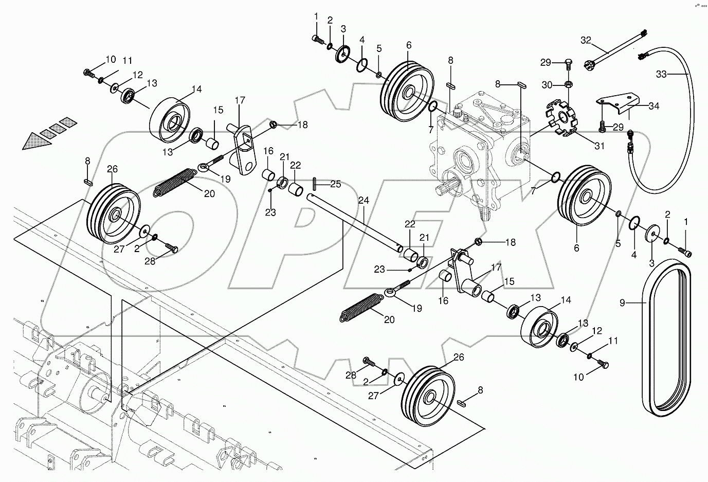 Tine conditioner drive-lateral