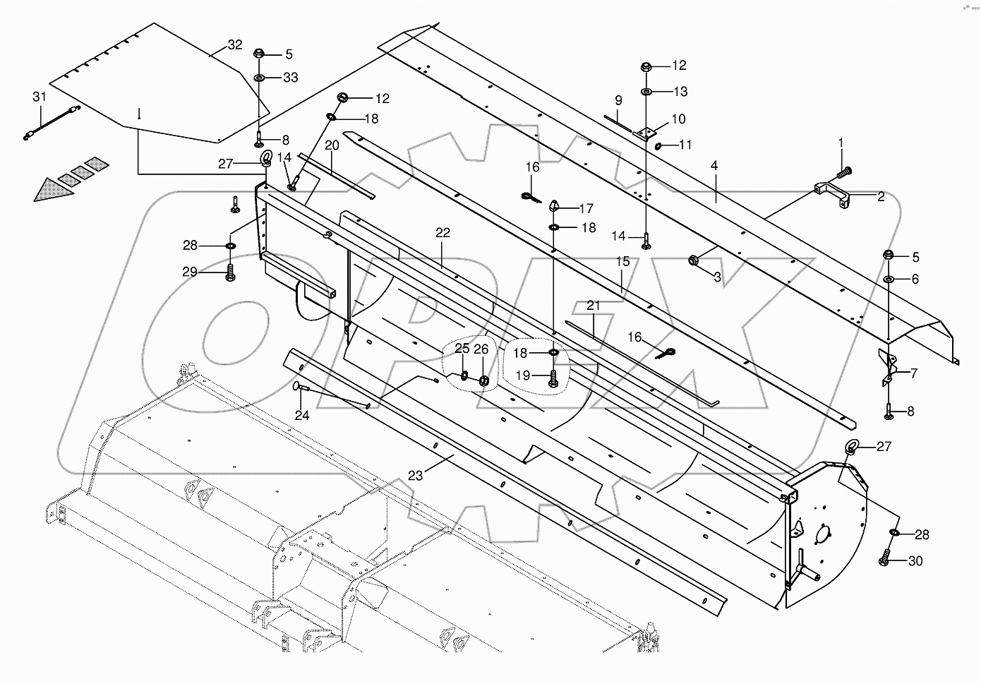 Auger trough/auger hood-left/right
