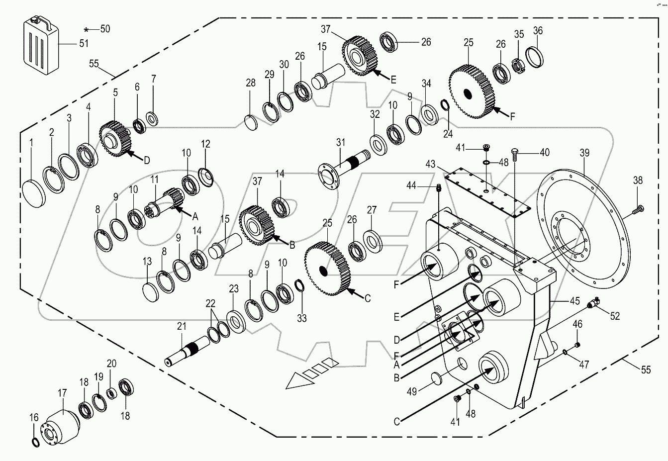 Central gearbox cpl.