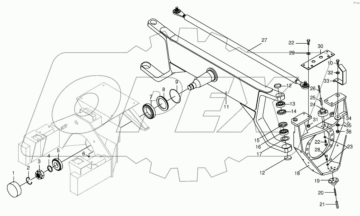 Steering axle installed