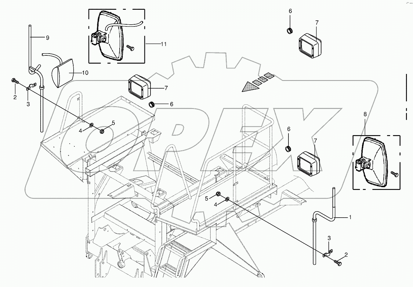 Rear view mirror/Work light