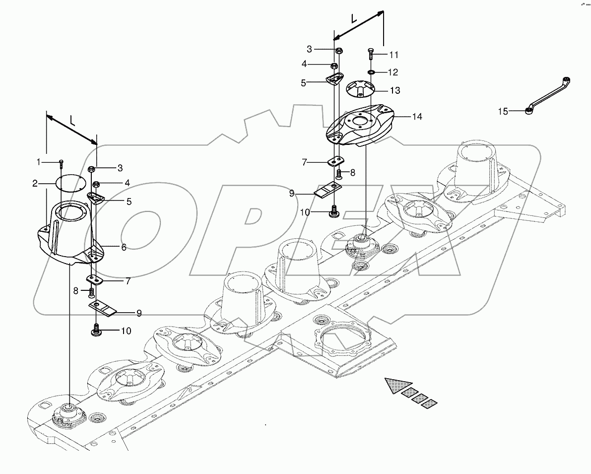 Cutter bar with blade fastening-lateral