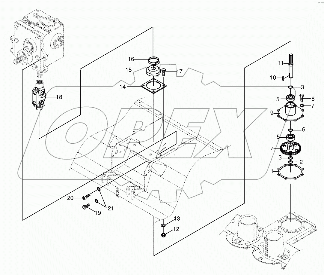 Main gearbox/mower bar-lateral