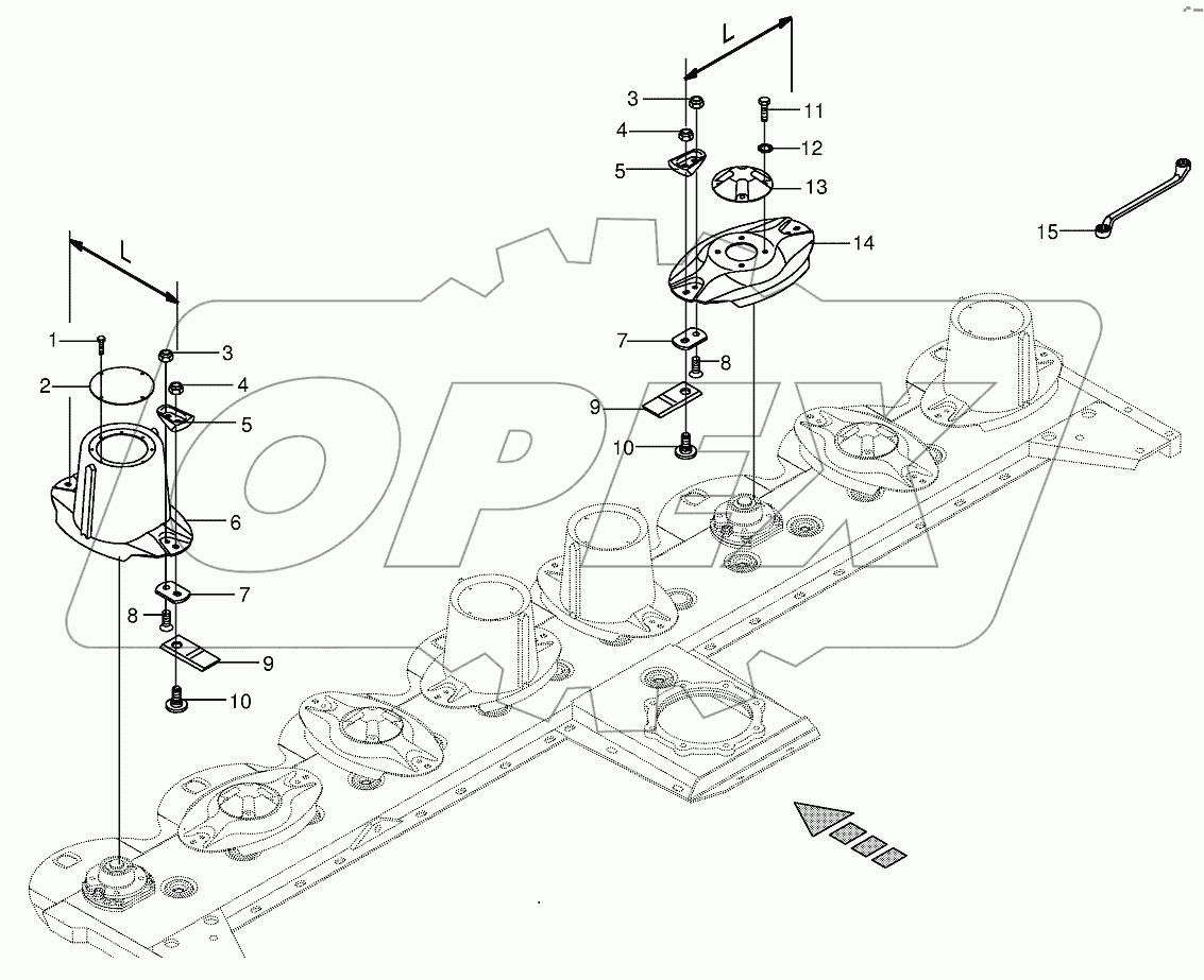 Cutter bar with blade fastening-lateral