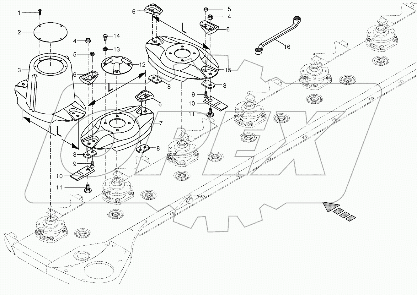 Cutter bar with blade fastening-front