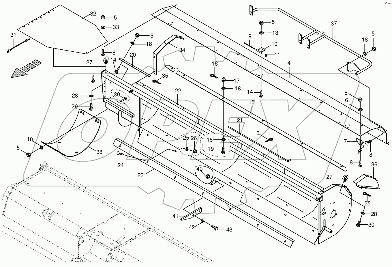 Auger trough/auger hood - left/right