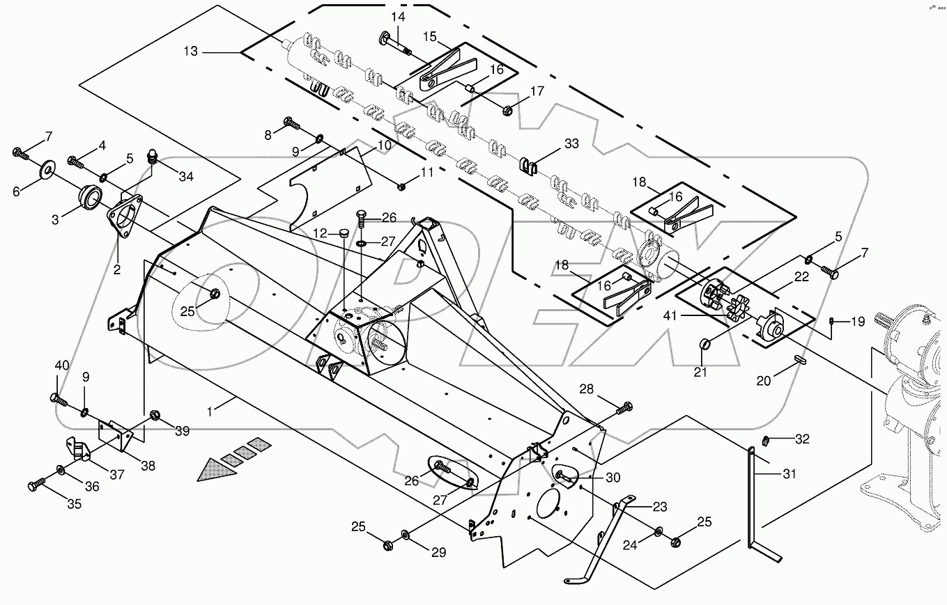 Tine conditioner housing/tine conditiner - front