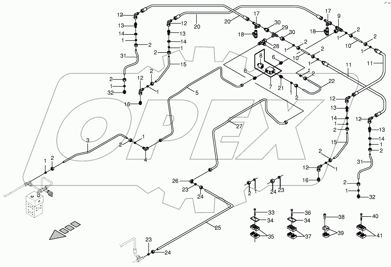 Hydr.ground drive/pressure oil line - rear