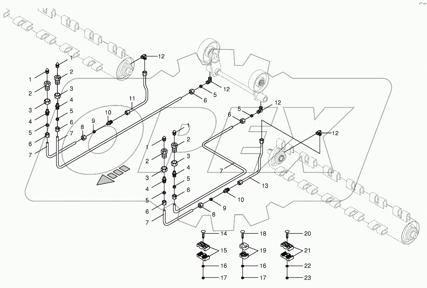 Tine conditioner Lubricating line CV