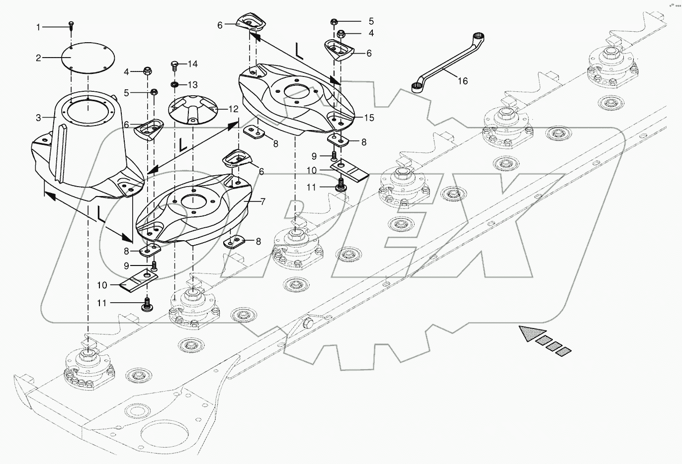Cutter bar with blade fastening-front