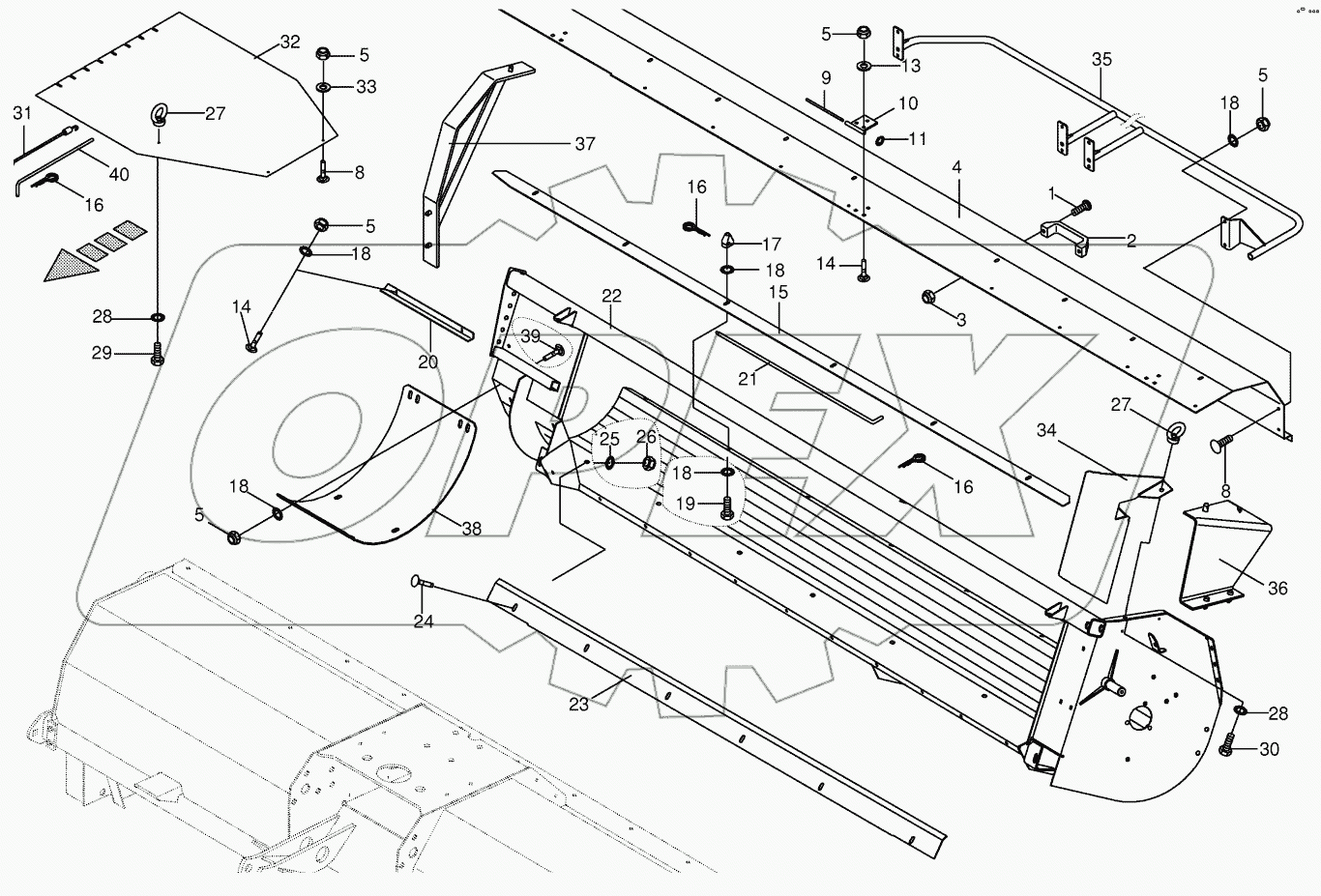 Auger trough/auger hood -lateral CRI