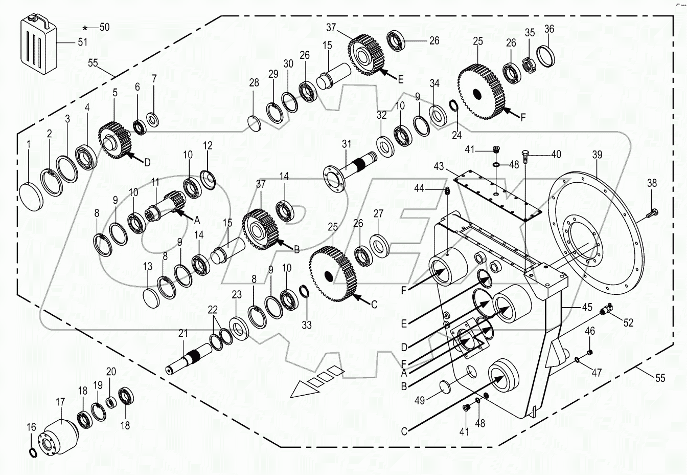 Central gearbox cpl.