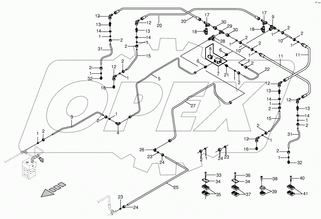 Hydr.ground drive/pressure oil line - rear