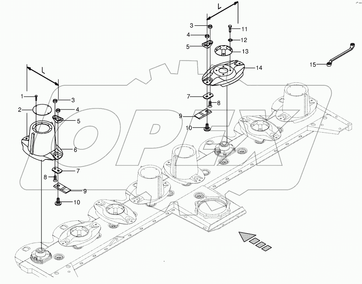 Cutter bar with blade fastening-lateral