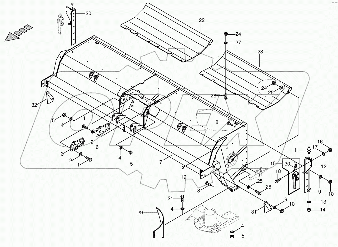 Tine conditioner housing -lateral