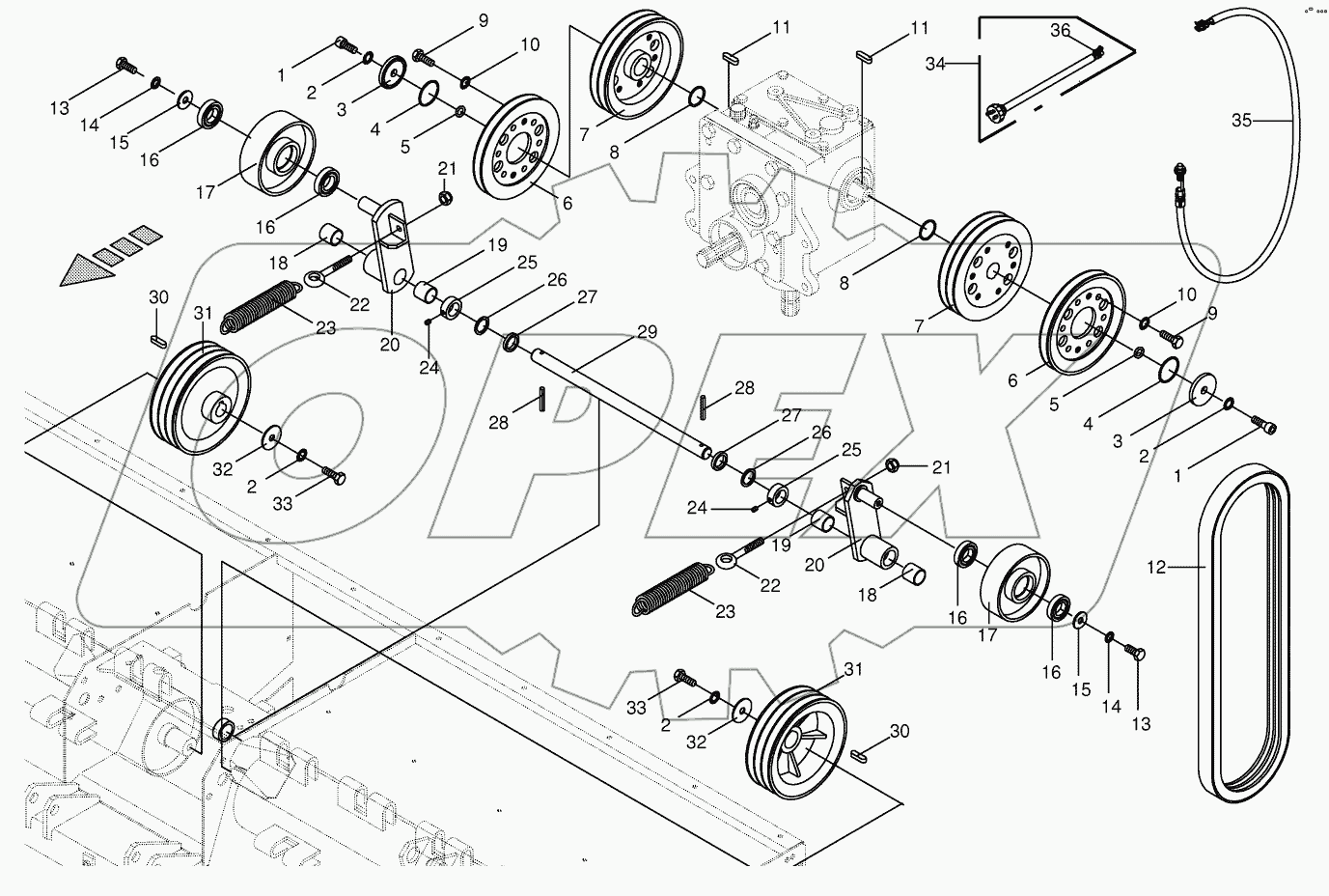 Tine conditioner drive - lateral