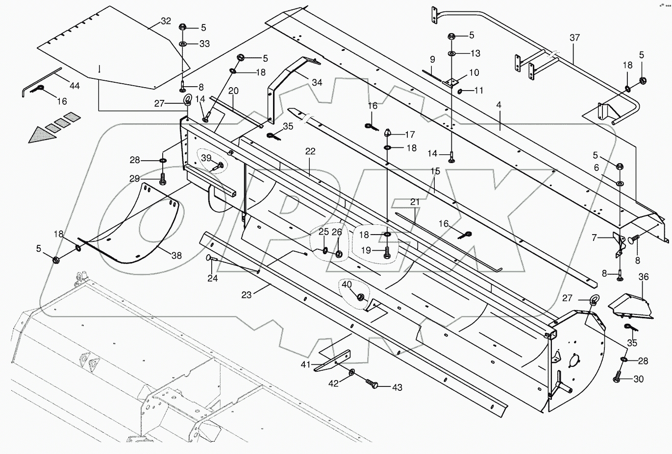Auger trough/auger hood - left/right